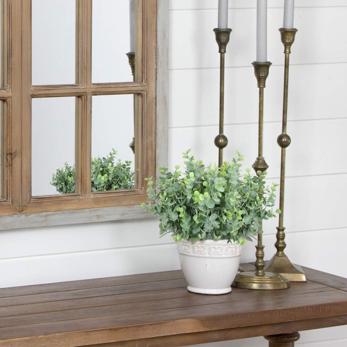 6Pcs Artificial Eucalyptus Stems Outdoor Plants Farmhouse Plastic Greenery