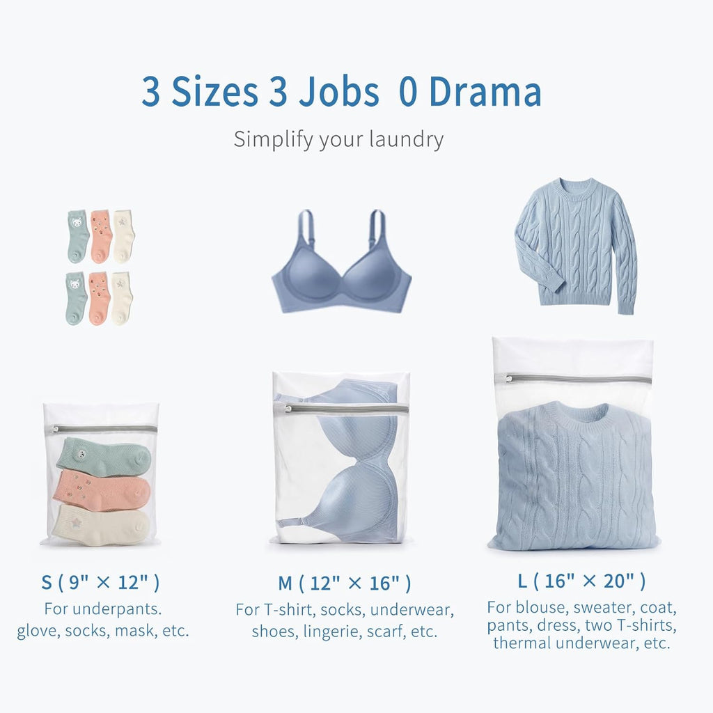 Muchfun 3Pcs Durable Fine Mesh Laundry Bags for Delicates
