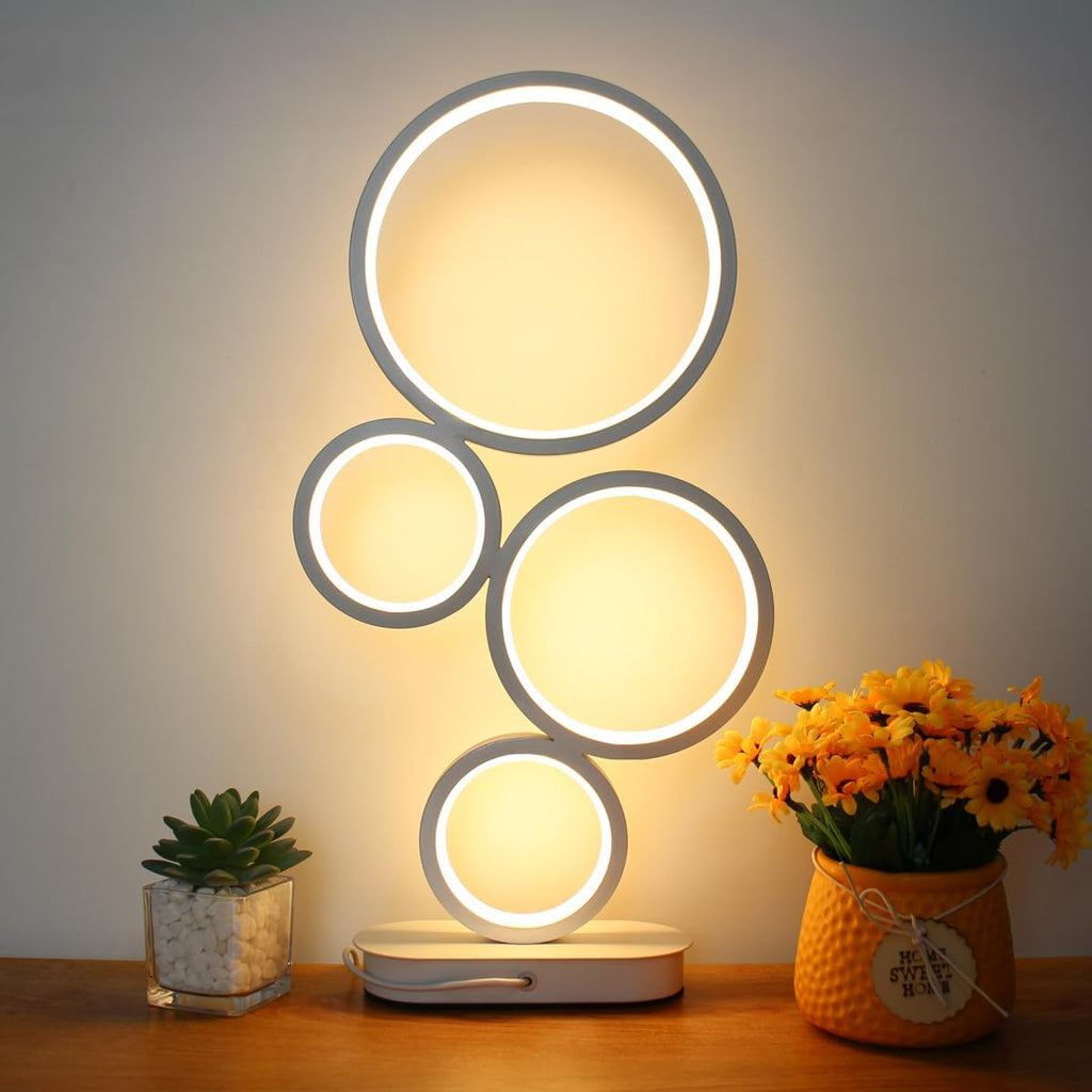 LED Table Lamp, Modern Dimmable Bedside Table Light, 18W, 3 Color Modes, for Living Room, Bedroom, Office, Nightstand, Bookshelf (White)