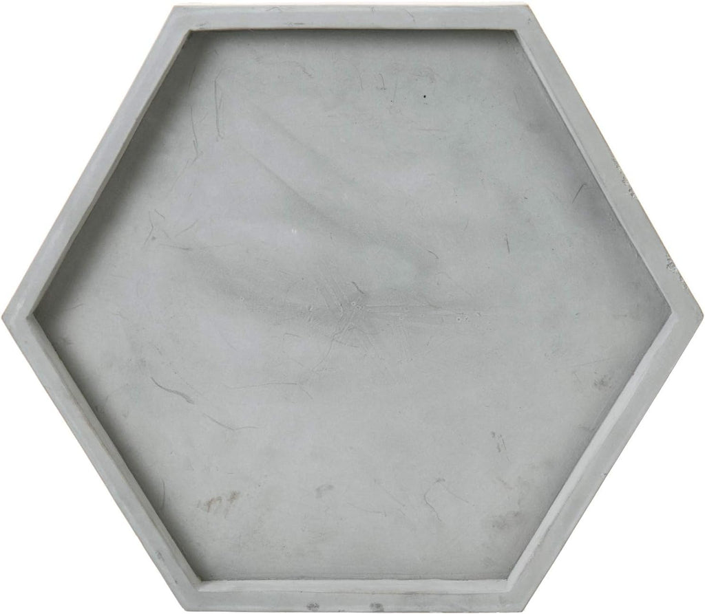 MyGift Modern Gray Concrete Hexagonal Decorative Display Bathroom Vanity Tray