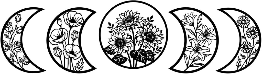 Sanwarm Wall Decor, 5 Pieces, Black Metal, for Home Celestial Witchy