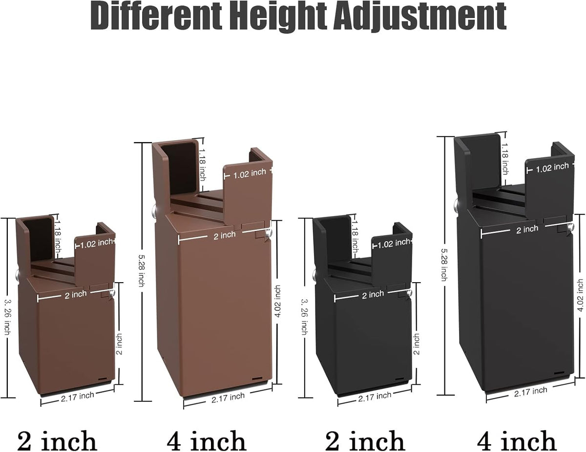 Sephyroth Adjustable Furniture Risers,4Pack Adjustable Bed Risers with Screw Clamp - Heavy Duty Sofa Tables Furniture Risers Fit for Square/Round Furniture Leg Diameter 0.8''-1.6'' (2Inch Black)