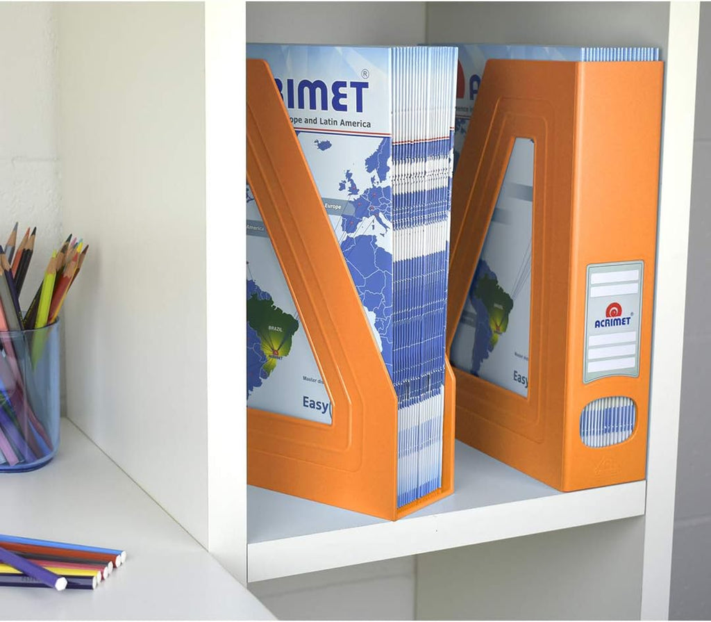 Acrimet Magazine File Holder, Vertical Desk Organizer, Orange, 2 Pack