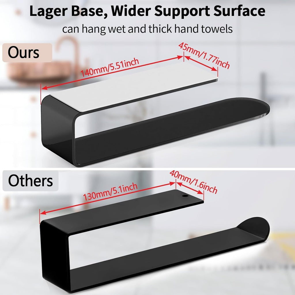 Bethom Adhesive Towel Holder, 8 Inch Hand Towel Racks for Kitchen, Black