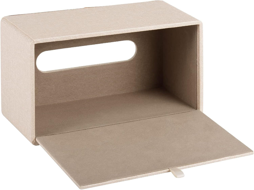 Fashion Leather Tissue Box Holder,Rectangular Tissue Box Cover for Bathroom Dresser Night Stand,Napkin Box Drawer Paper Dispenser,Home Office car Tissue Holder with Magnetic Bottom (Beige)
