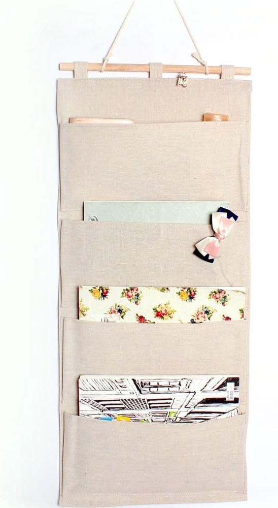 Co-link Linen/Cotton Fabric Wall Door Hanging Storage Pockets Home Organizer (4 Pockets)