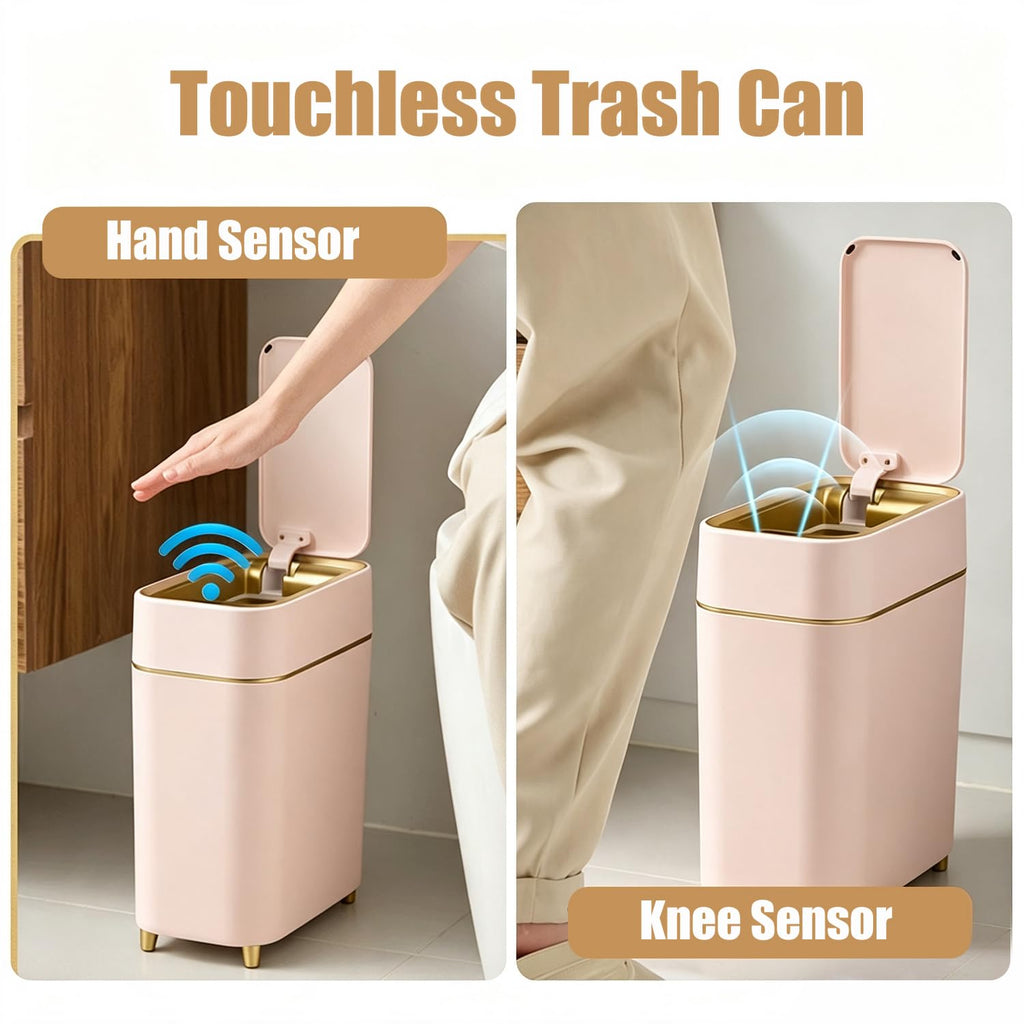 2-Pack - Motion Sensor Bathroom Trash Can with Lid - Automatic Trash Can