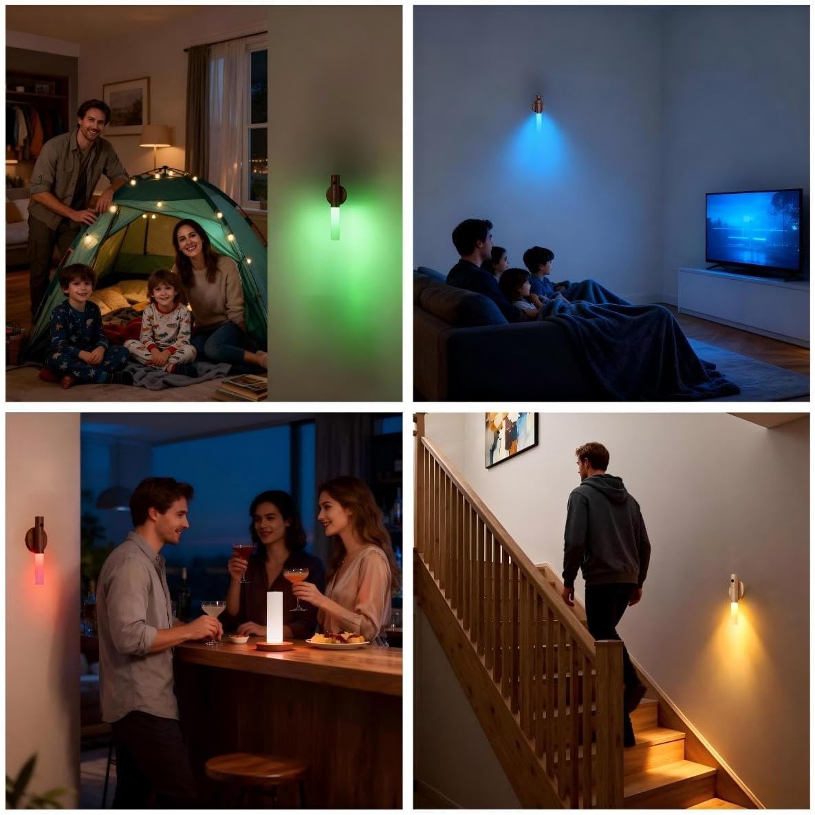 Wood Motion Sensor Night Light RGB Walnut Stairway(Walnut)