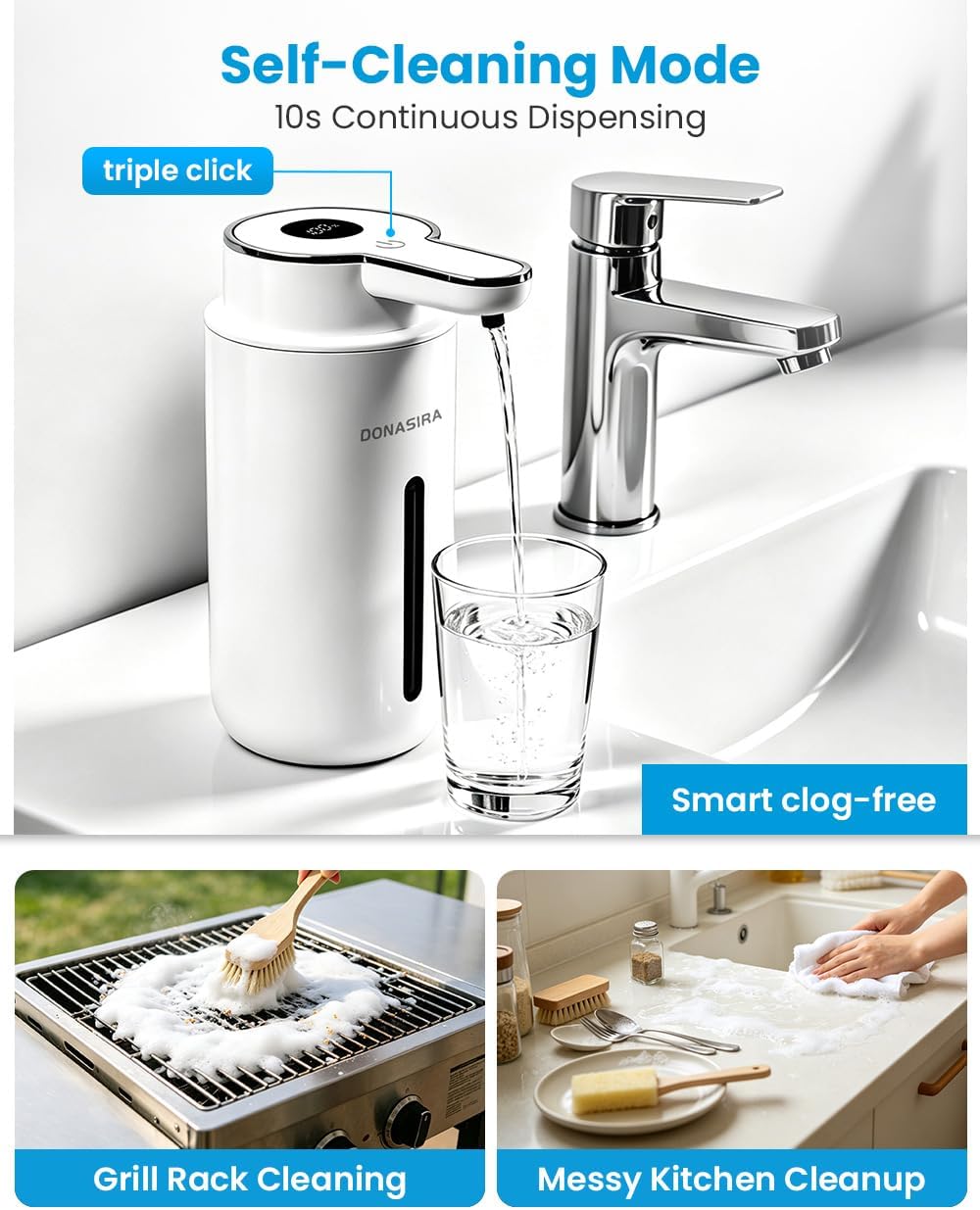 Touchless Automatic Liquid Soap Dispenser, Rechargeable White