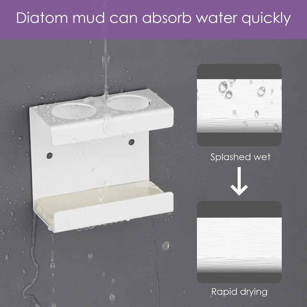 Adorila Electric Toothbrush Holder Wall Mount 2-Slot, White