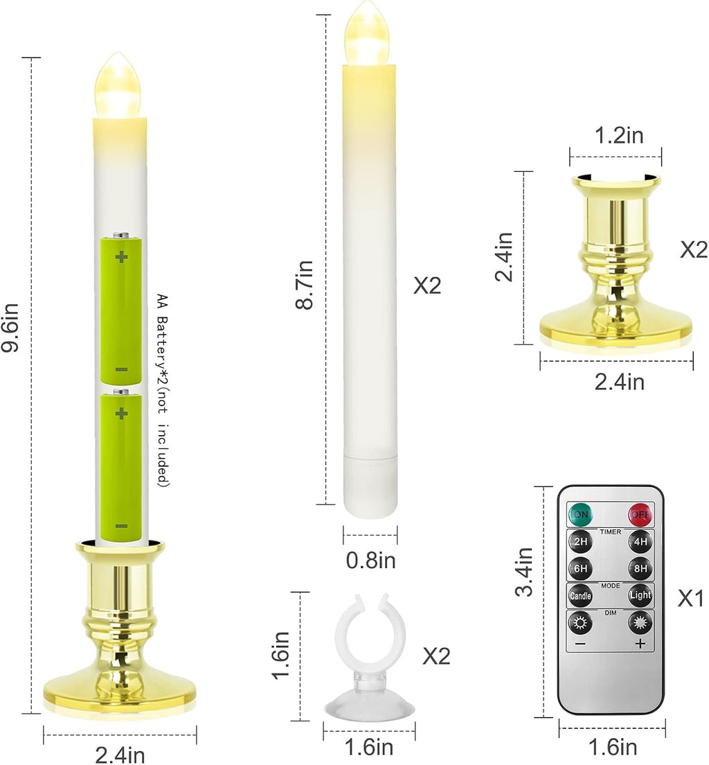 Window Candles 2 Pack Battery Operated Flameless Taper Candles