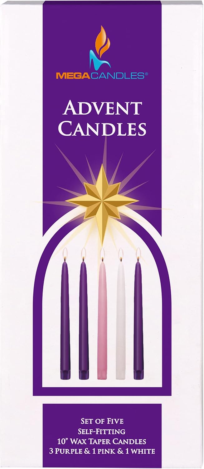 Mega Candles Unscented Christmas Advent Taper Candle Set 5 ct 10" x 7/8"