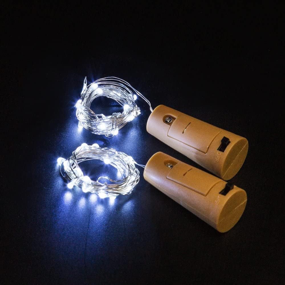 SmilingTown Wine Bottle Lights with Cork 15Pack 10 LED 40 Inches Battery Operated Silver Wire Liquor Fairy Mini String Lights for Party Christmas Halloween Wedding Decoration