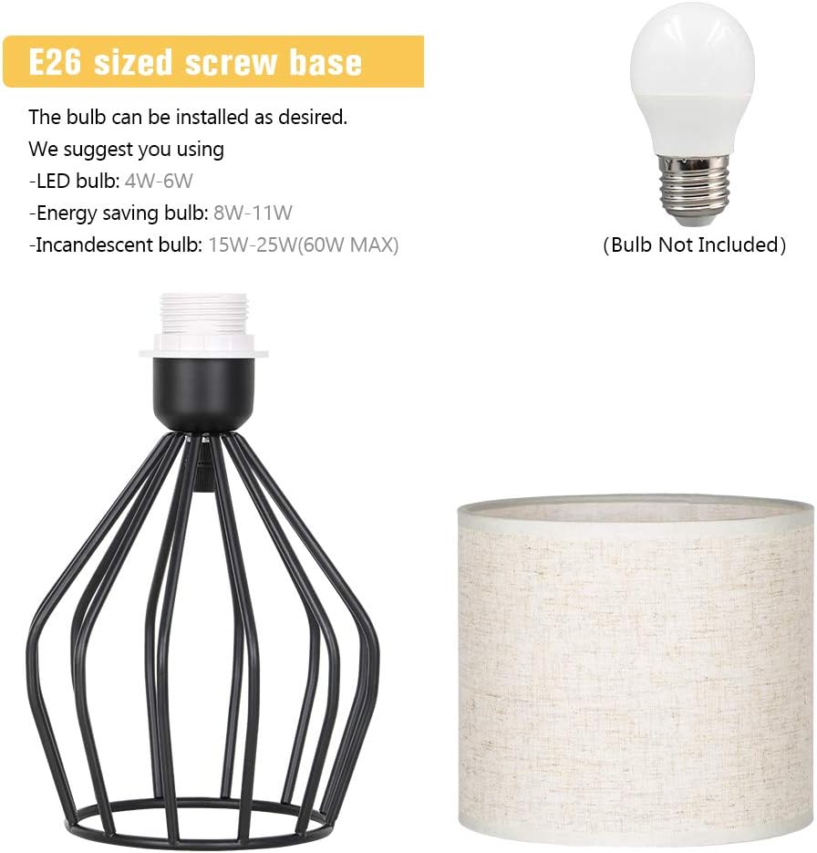 HAITRAL Black Modern Table Lamp - Minimalist Small Bedside Lamp,13.8 Inch