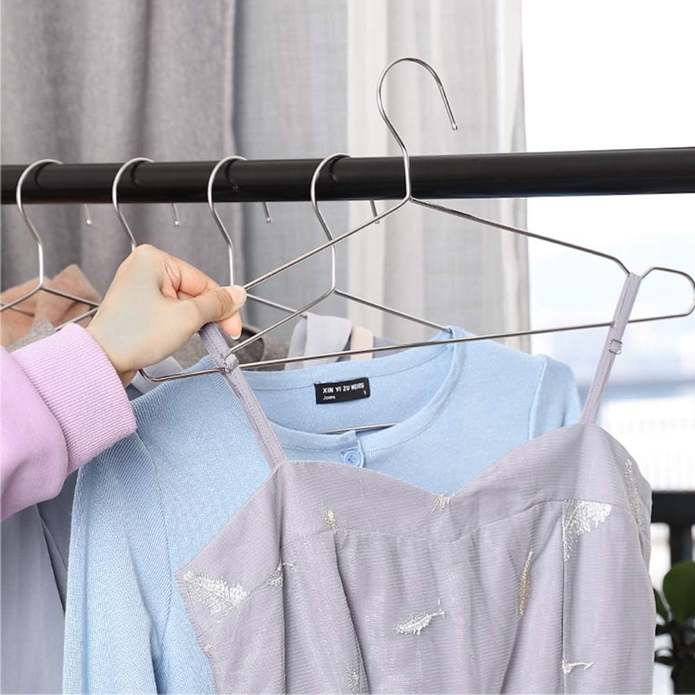 Seropy Coat Hangers Clothes 10 Pack Wire Hangers Heavy Duty Stainless Steel Hangers with Non Slip Grooves, 16.5 Inch Ultra Thin Metal Hangers Space Saving Clothing Hanger