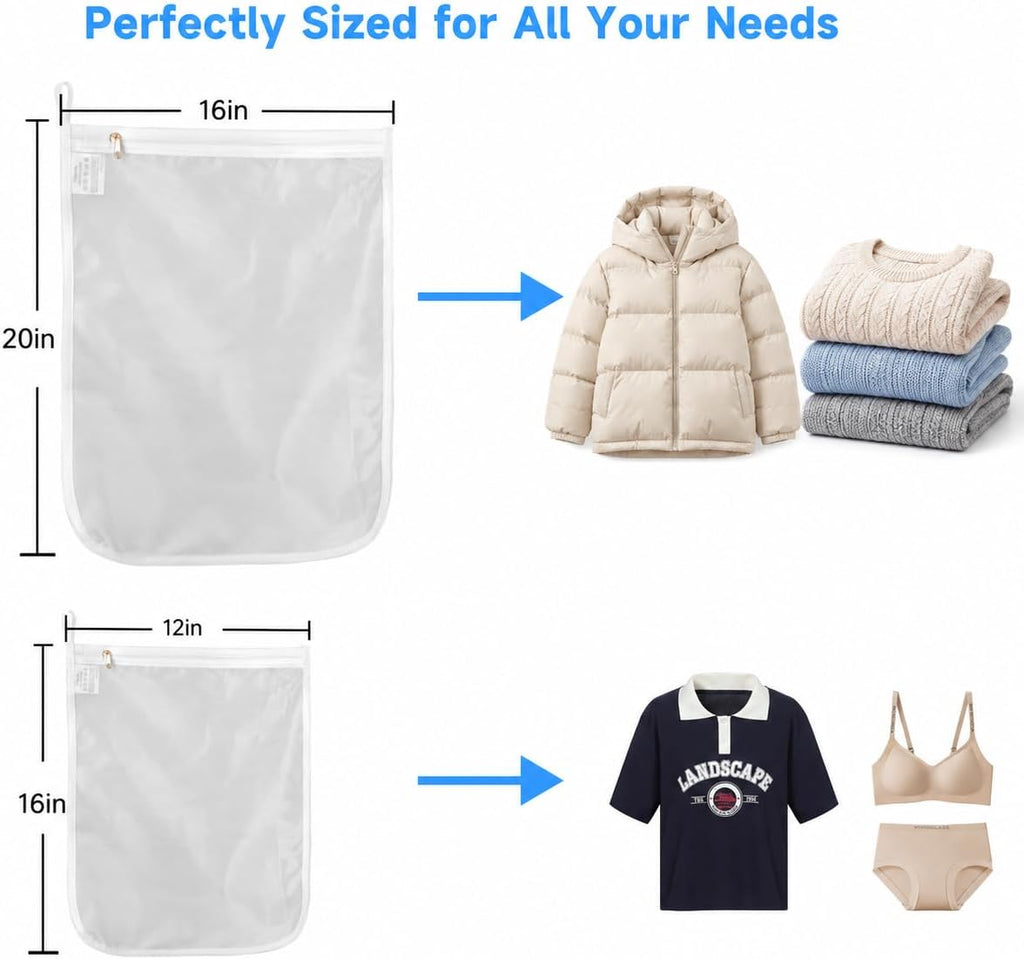 GOGOODA 4 Pack Delicates Laundry Bags, Fine Mesh Wash Bag with Hanging Loop