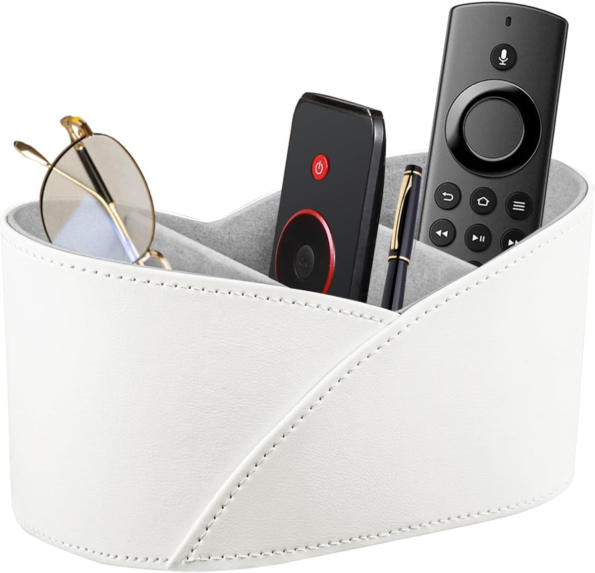 PU Leather TV Remote Control Holder,Pen Holder,Nightstand Organizer Caddy