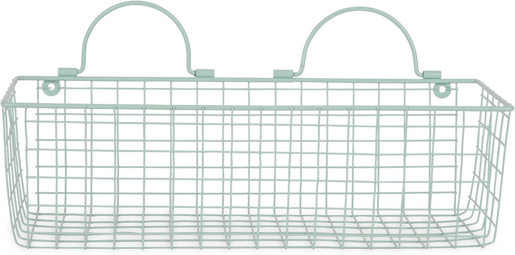 DII Farmhouse Vintage Decor, Wire Wall Basket, Assorted, Aqua, 2 Piece