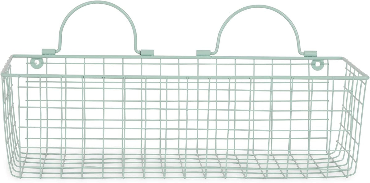 DII Farmhouse Vintage Decor, Wire Wall Basket, Assorted, Aqua, 2 Piece