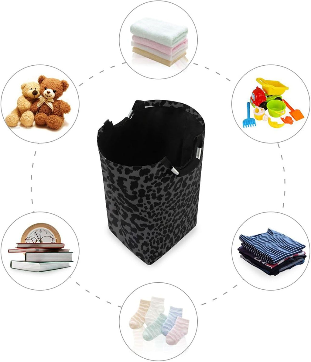 ALAZA Large Laundry Basket Snow Leopard Print Cheetah Gray Laundry Bag Hamper Collapsible Oxford Cloth Stylish Home Storage Bin with Handles, 22.7 Inch