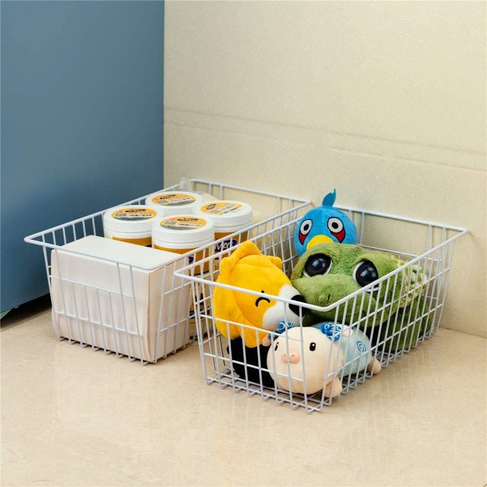 15.2" Metal Wire Baskets for Organizing 6 Pack, Household Pantry Storage Freezer Organizer Bins with Handles, Freezer Baskets for Upright Freezer, Refrigerators, Kitchen Cabinets, White