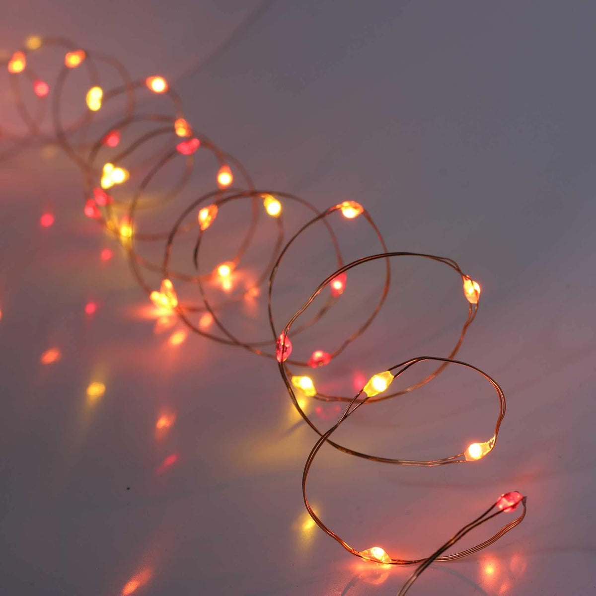 QBIS Battery Operated Halloween Lights, 40 LEDs, Red Orange Yellow, 6.5ft