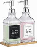 Kitchen Glass Soap Dispenser Set with Tray 2 with Silver Rust Proof Pump