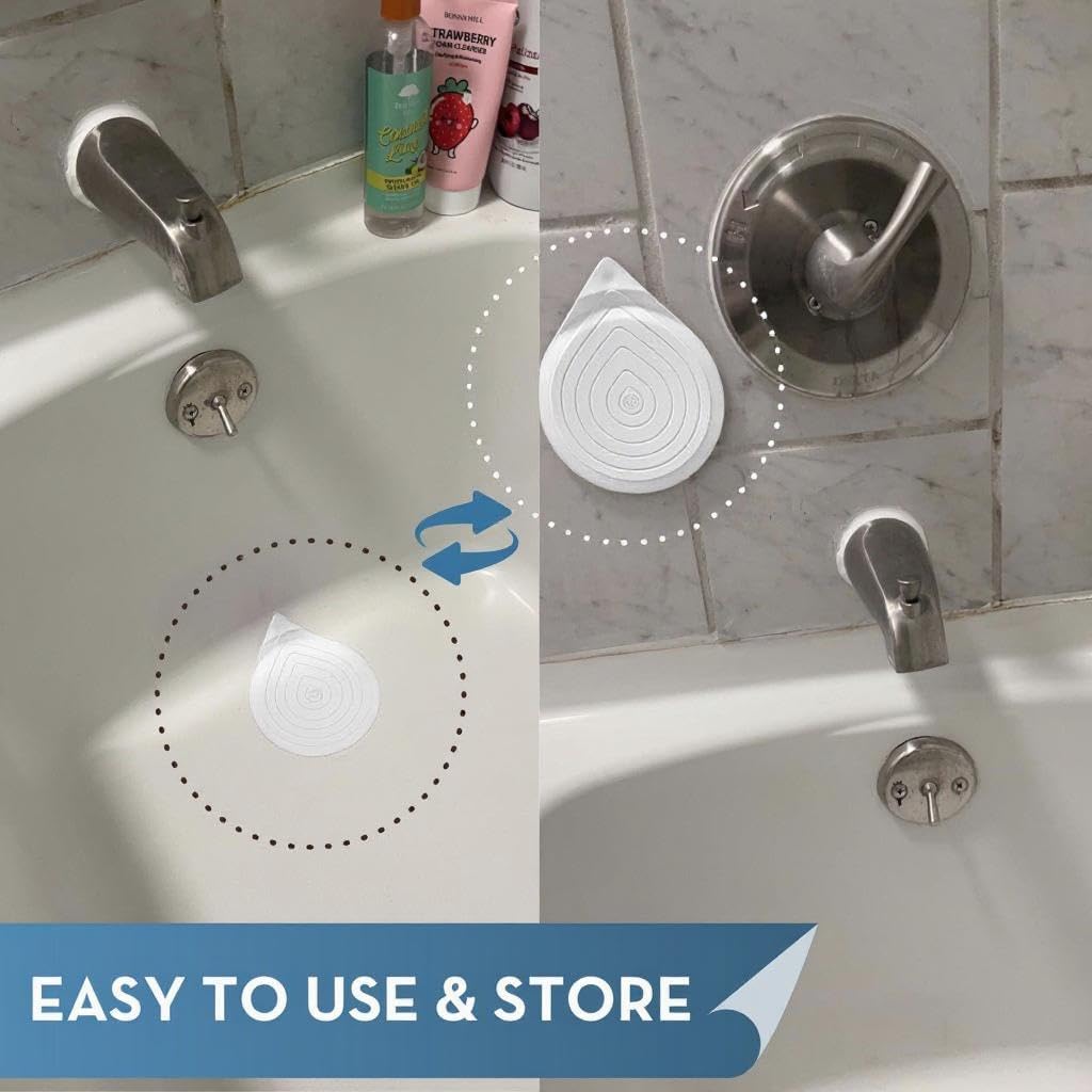 Drain Hair Catcher & Stopper Combo – Tub ShowerRing + StopRing Set for Bathtub & Sink | Stainless Steel Strainer + Silicone Drain Plug | Clog-Free, Universal Fit (White, 2 Pack)