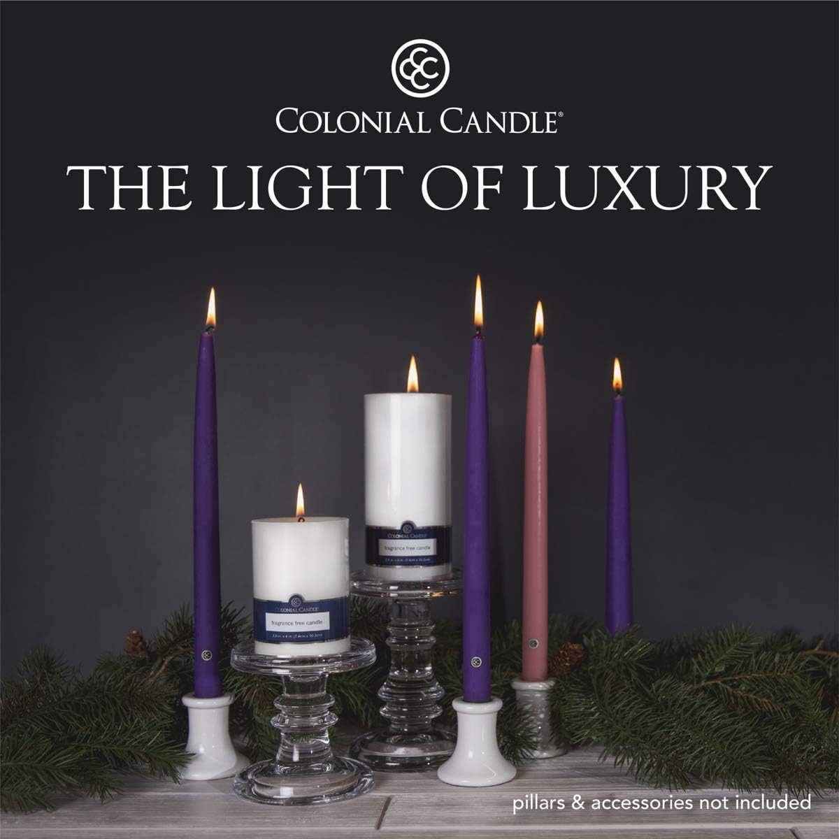 Colonial Candle 12 Inch Unscented Christmas Advent Candle Set (Set of 4), Virtually Dripless Taper Candles, Premium Wax with Cotton Wick, Up to 10 Hour Burn - Made in The USA