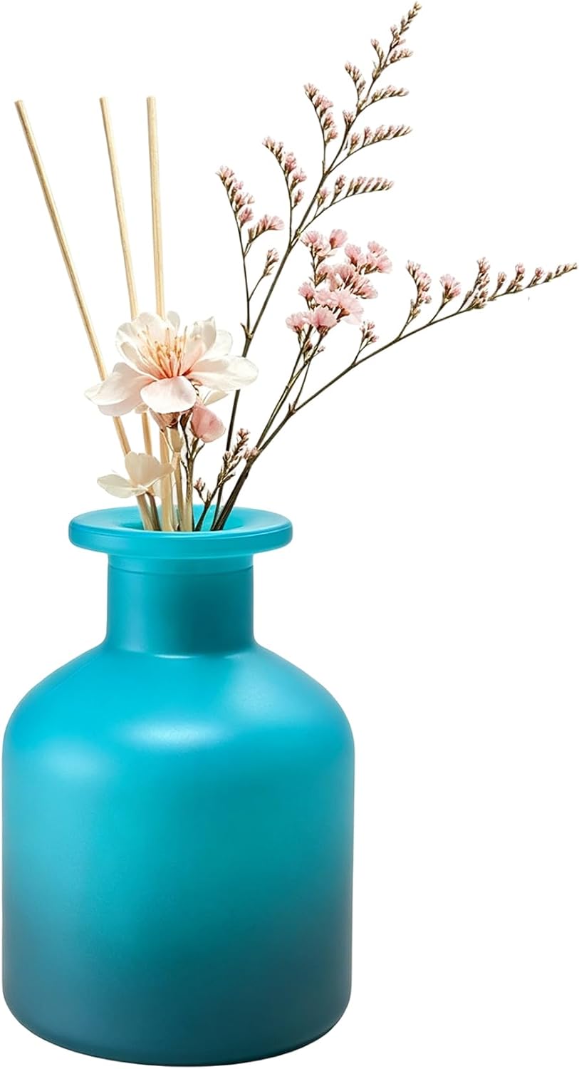 ericotry 1pcs Round Glass Diffusser Bottle Aromathrapy Jar Essential Oils Container Fragrance Accessories for DIY Replacement Reed Diffuser Sticks (150ml/5oz Blue Gradient)