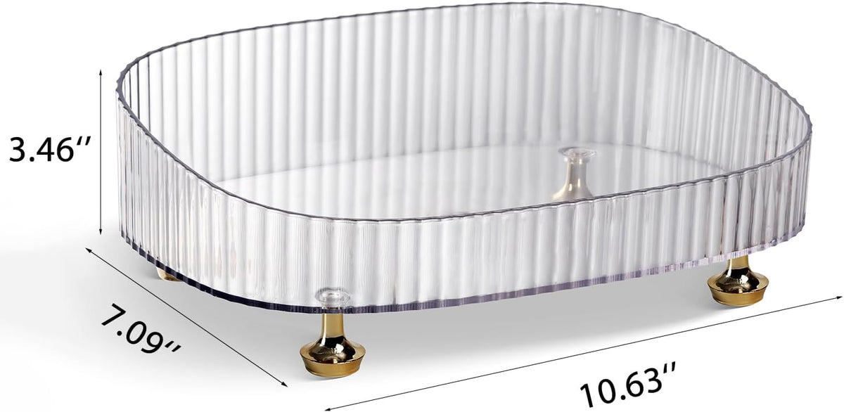 Clear Acrylic Perfume Tray, Round Makeup Bathroom Trays for Counter, Decorative Vanity Trays for Bathroom Countertop for Dresser Tops