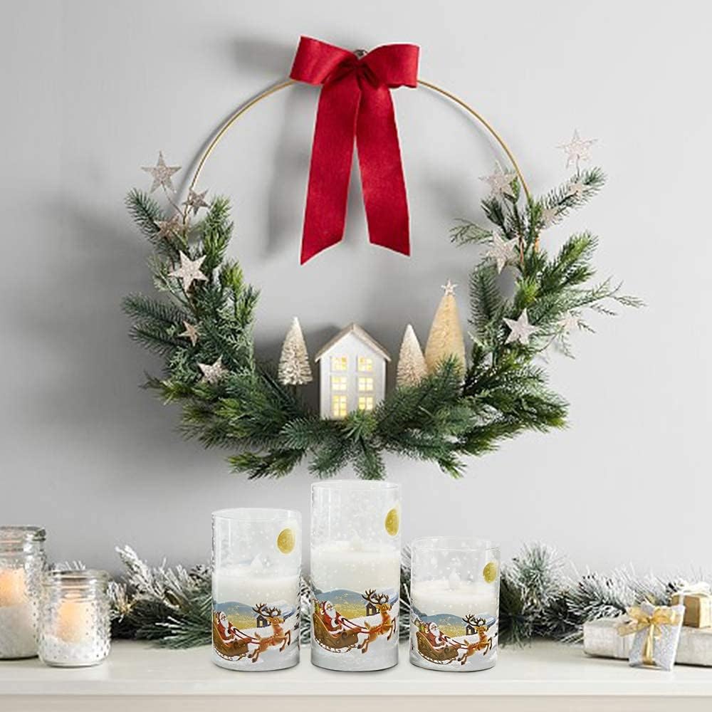 Eldnacele Santa Christmas Flameless Candles Glass with Remote and Timer