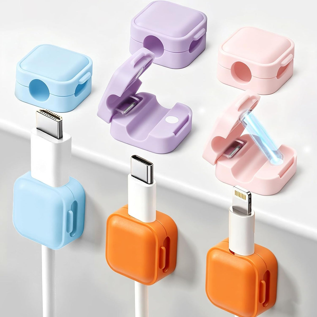 Art3d 8 Pack Magnetic Cable Clips, Cord Organizer, Office Cable Management