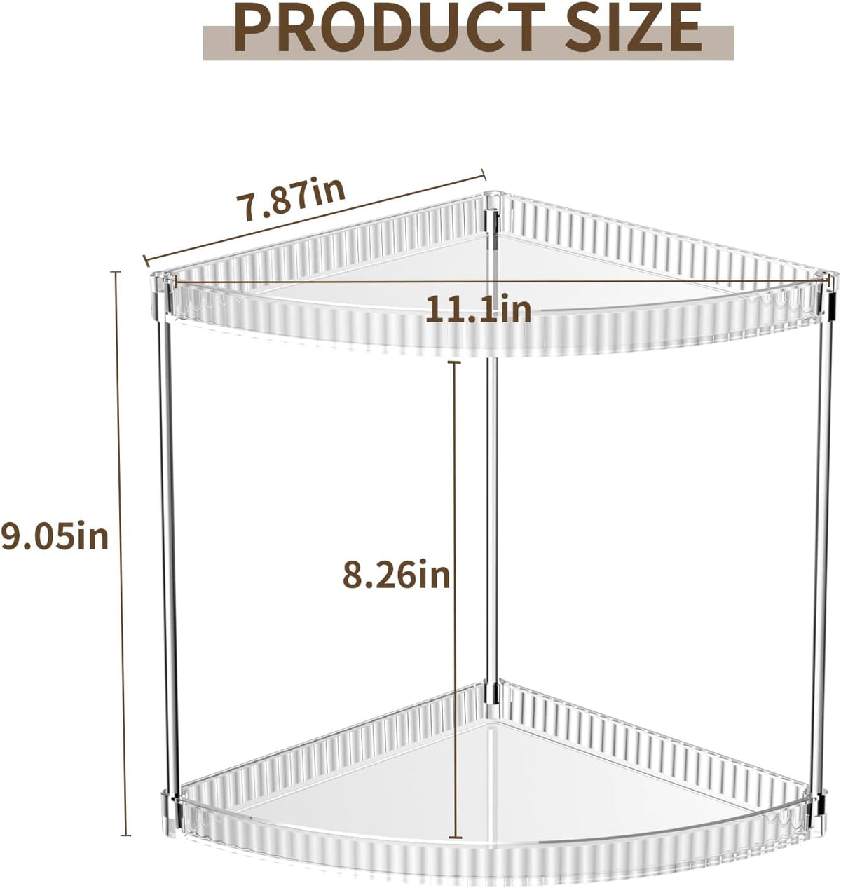 2 Tier Corner Bathroom Counter Organizer, Clear Vanity Makeup Storage Shelf