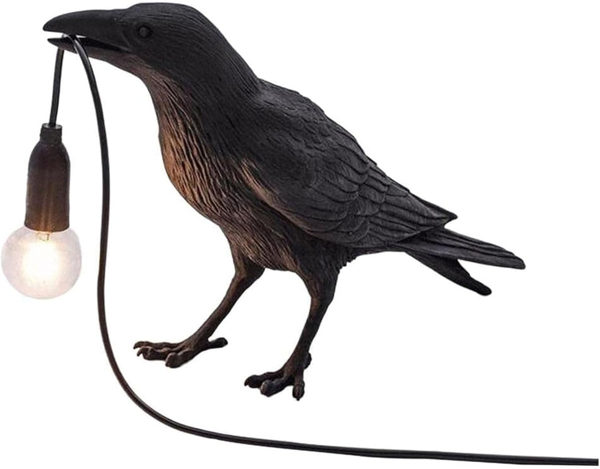 Gothic Raven Table Lamp, Black Lamp with E14 Base