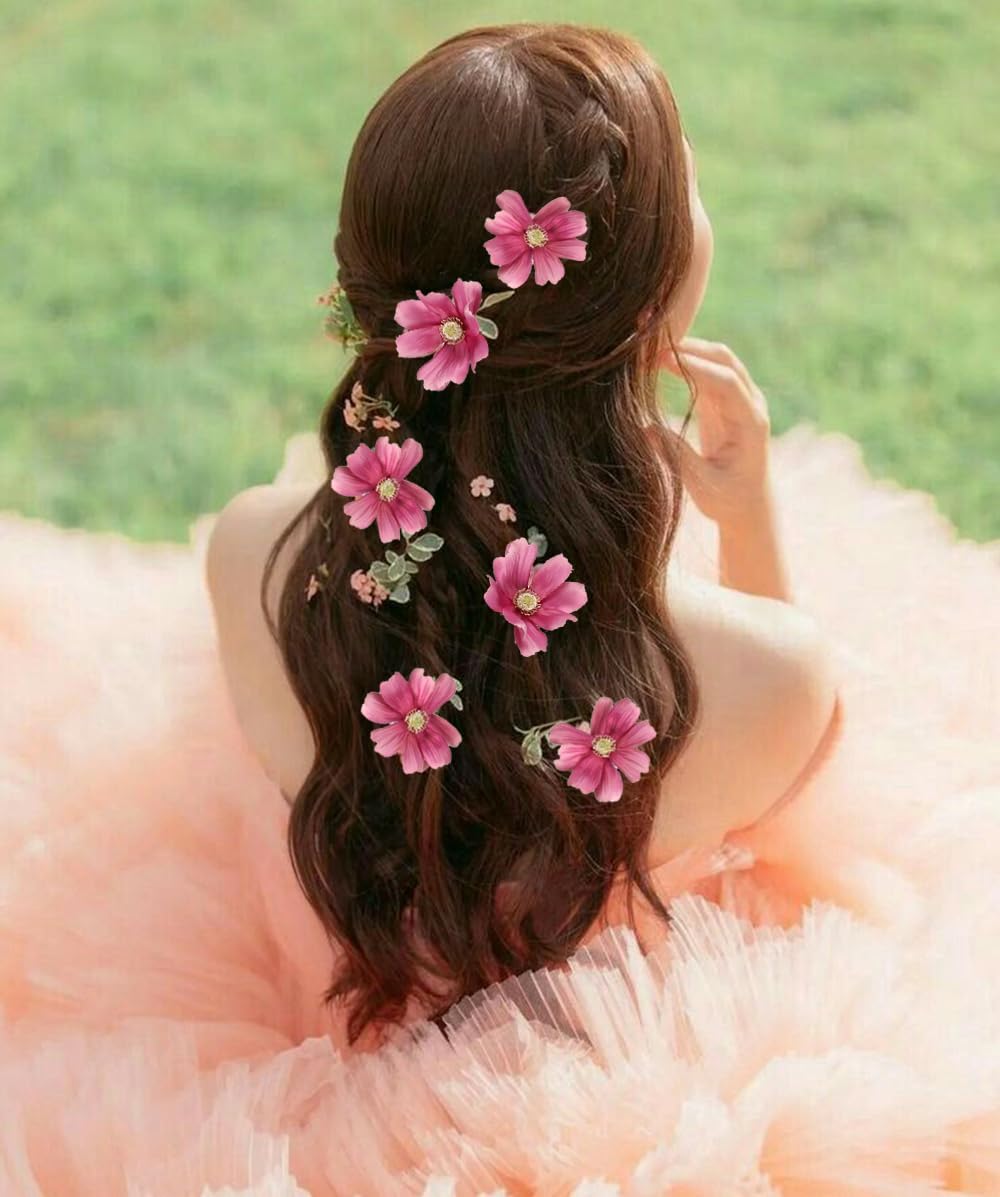 Daisy Flowers Artificial,6PCS Dusty Pink Flowers 24'' Cosmos Silk Flowers Fake Wildflowers for Wedding Party Kitchens Home Decoration(Dusty Pink)