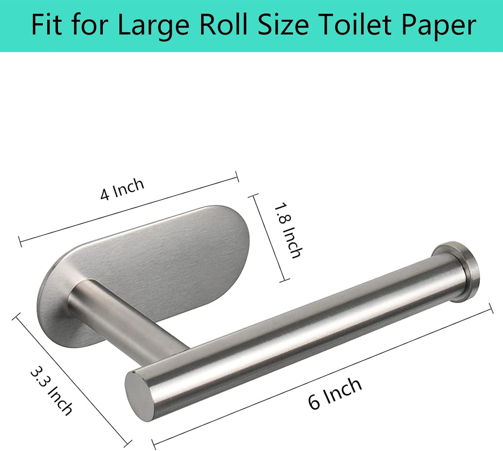 Self-Adhesive Stainless Steel Toilet Paper Holder - No Drilling, Suitable for Bathroom, Kitchen, RV (Brushed Nickel)