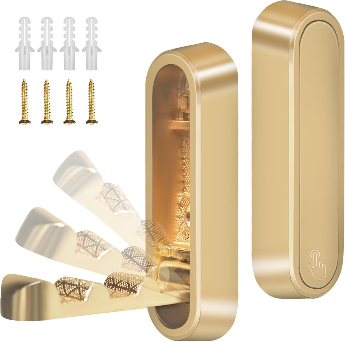 2PCS Foldable Gold Wall Hooks, Heavy Duty Zinc Alloy Folding Wall Hooks,Folding Coat Hooks, Flip Down Hook for Hanging Coats, Bags, Hats, Cooking Utensil, Bathrobes, Keys (Gold)