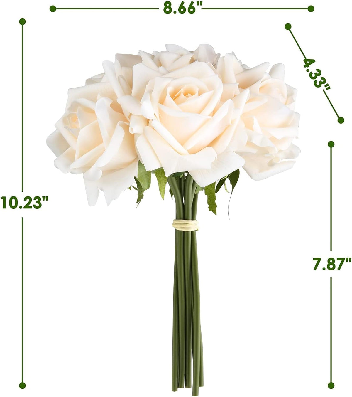 Eyamumo 7PCS Fake Flowers Artificial Rose Silk Real Touch Champagne 30CM