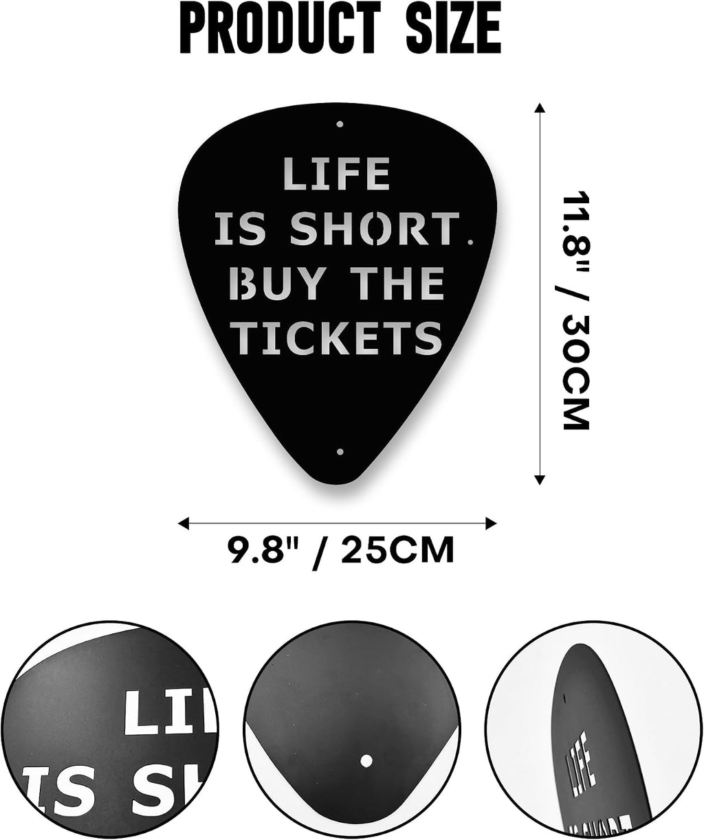 Rajukit Metal Guitar Pick Wall Art,Black,Rustproof, 11.8 * 9.8 Inches