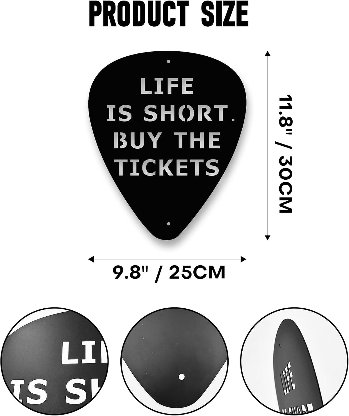Rajukit Metal Guitar Pick Wall Art,Black,Rustproof, 11.8 * 9.8 Inches