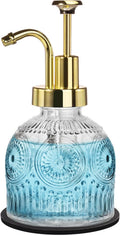 SheeChung 8 Oz Clear Glass Soap Dispenser with Rust Proof Gold Pump, 1 Pack
