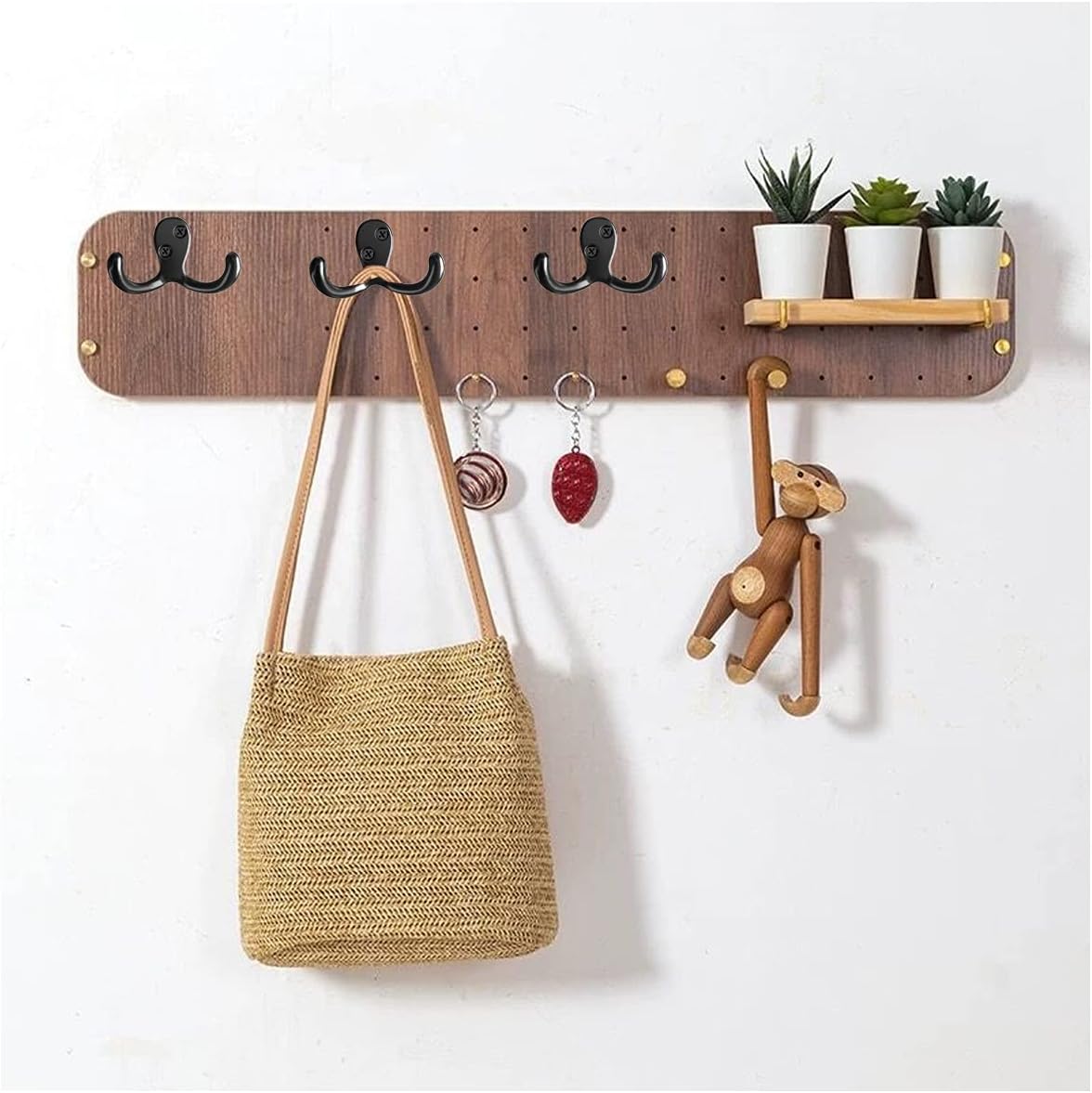 Coat Hooks Hardware,20 Pcs Wall Hooks Heavy Duty Hooks for Hanging Coats Double No Rust Hook Wall Mounted for Key, Towel, Bags, Cup, Hat (20pcs Black)