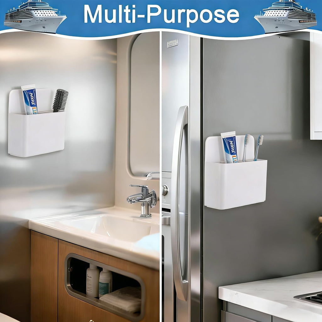 Magnetic Toothbrush Holder- The Ultimate Organizer for Small Bathroom & Cruise Travel, No Drilling Wall Mount, Adjustable for Electric Toothbrush, Royal Caribbean/Alaska Cruise Essentials 2026, White