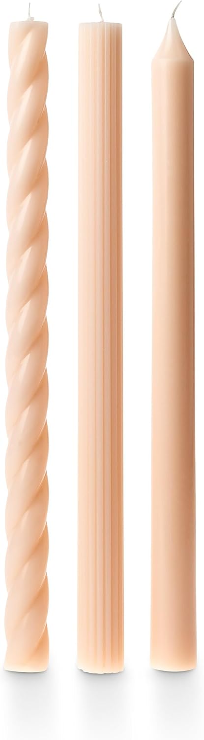 ILLUME Beautifully Done Unscented Assorted Candle Tapers 18-Pack, Blush Pink
