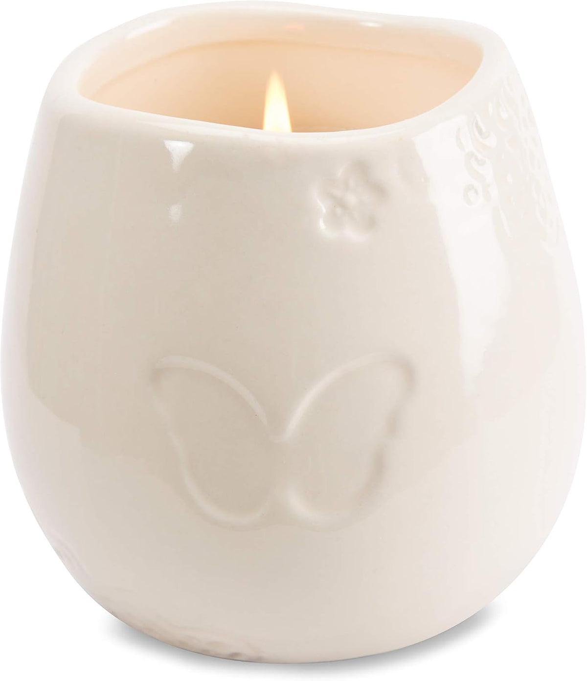 Pavilion Light Your Way Memorial Ceramic Vessel - 100% Soy Wax Candle with "I Have an Angel Watching Over Me From Heaven" Text, Decorative Soy Filled Candle, Scent of Tranquility, 8 oz, White