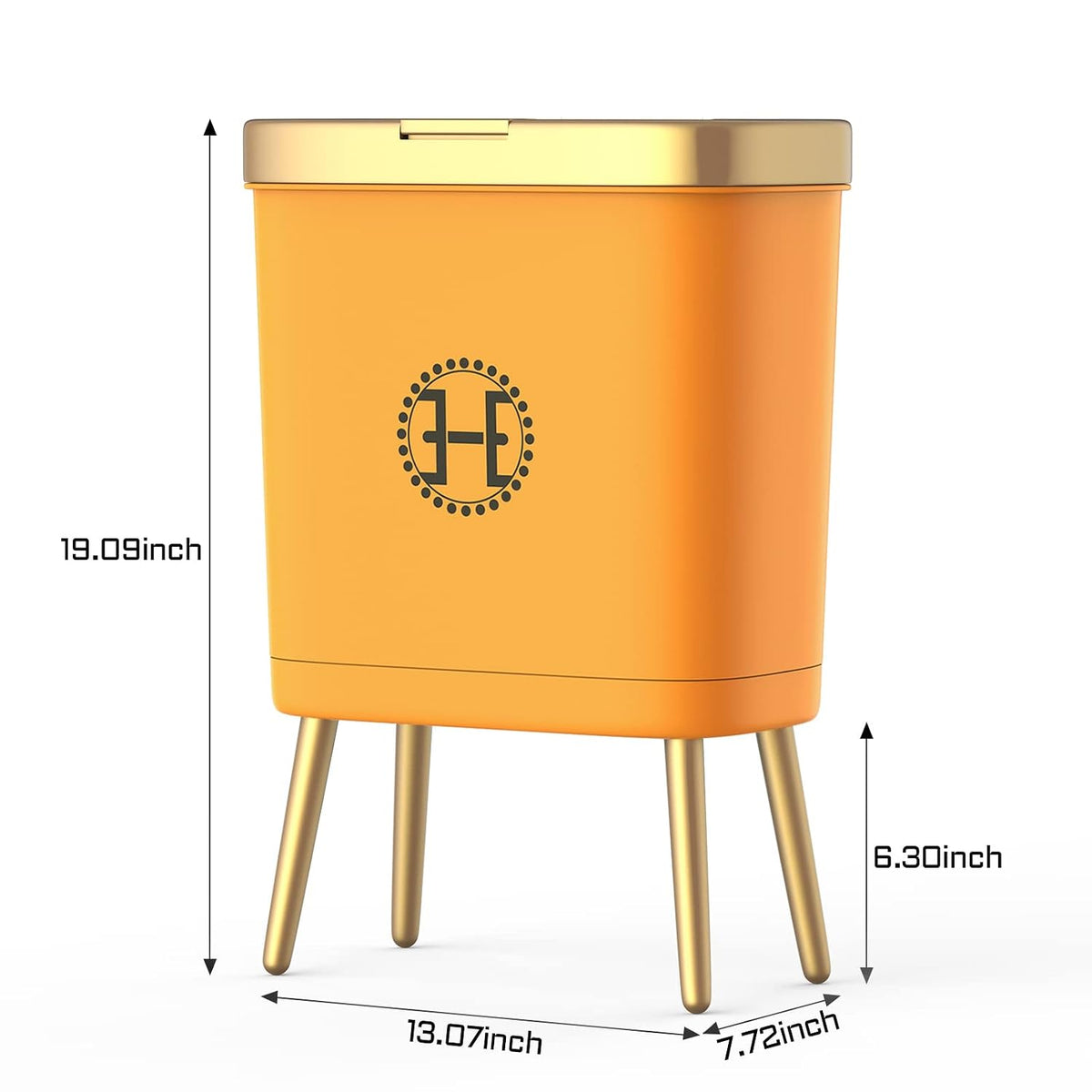 Procade Orange Bathroom Trash Can with lid,4 Gallon Retro Gold Garbage Can