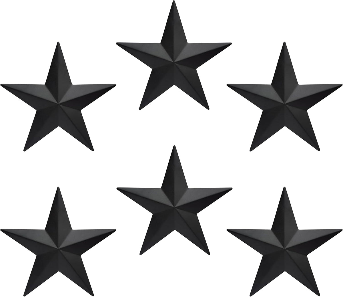 JoyEvy 6" 6pieces Black Metal Barn Star Wall Decor,Texas Stars Art,Metal Stars Rustic Vintage Western Country Farmhouse Home Decoration