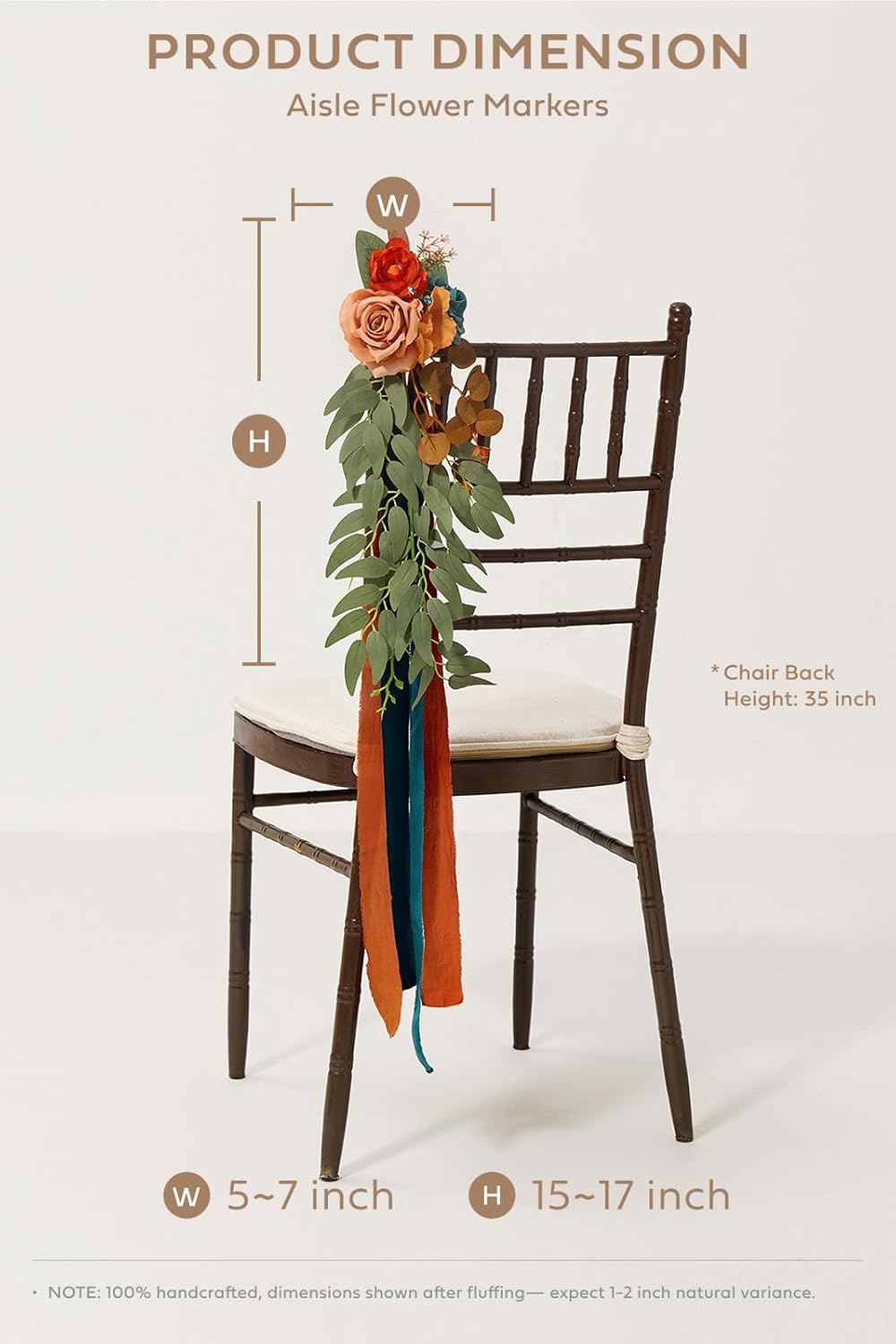 Ling's moment Pew Decorations for Fall Weddings, Teal Orange Aisle Flowers