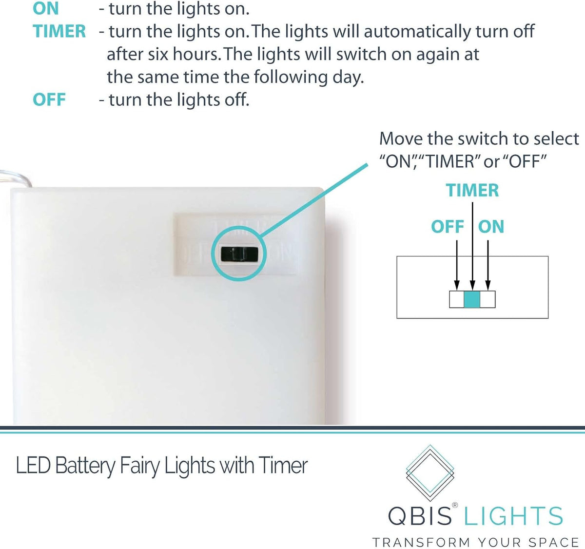 QBIS 40 LED Warm White Fairy Lights, Battery Operated, Silver Wire, 6.5ft
